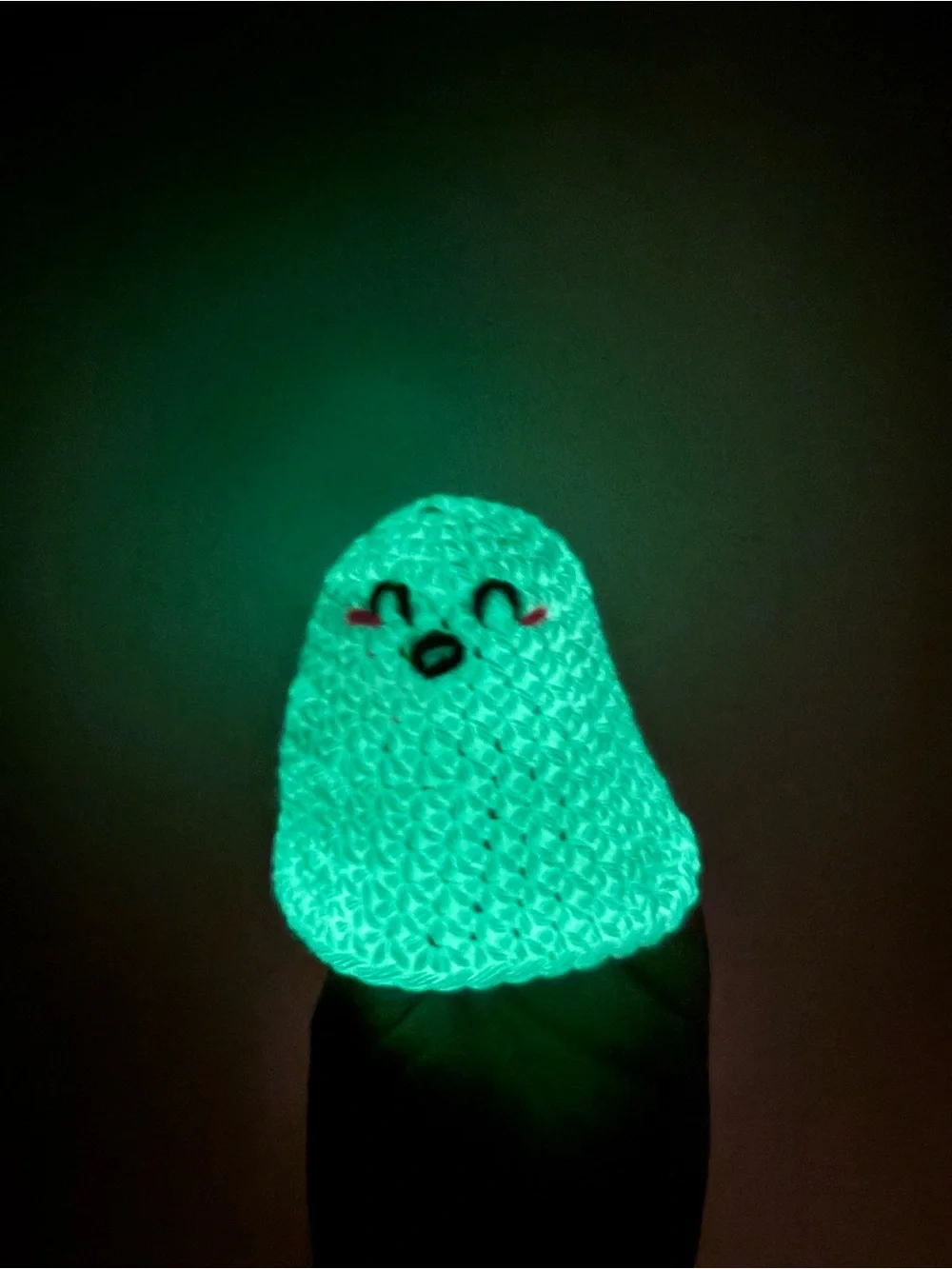 Handmade White Crocheted glow in the dark ghost plush